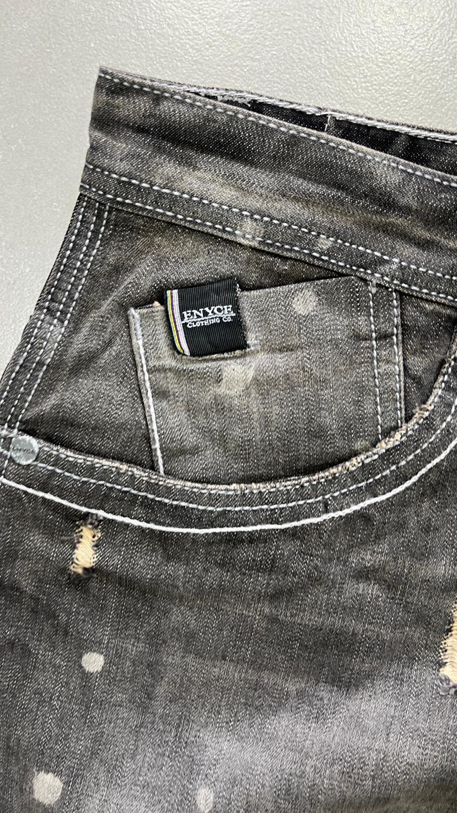Denim Jeans Enyce Black Painted Baggy Fit (XL)