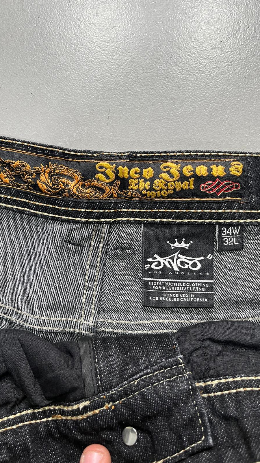 Denim JNCO Jeans Original Super Baggy Fit Embroidered American Hip-Hop (L)