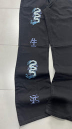 Denim Japanese Style Printed Dragon (S)