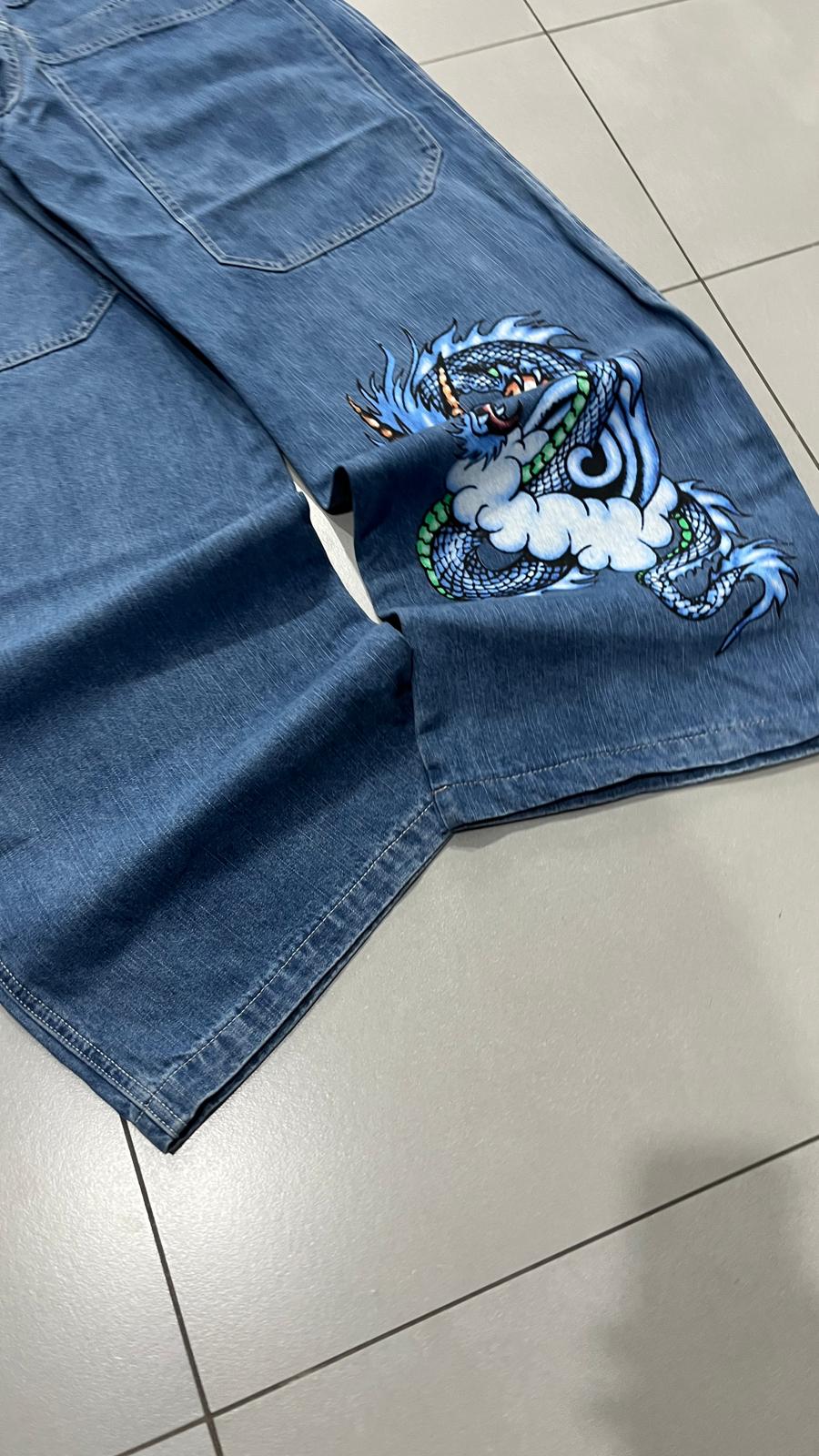 Denim JNCO Jeans Original Super Baggy Fit Embroidered American Hip-Hop (M)