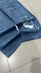 Denim JNCO Jeans Original Super Baggy Fit Embroidered American Hip-Hop (M)