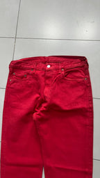 Denim Levis 501 Red W34 L36 Straight Fit (L)