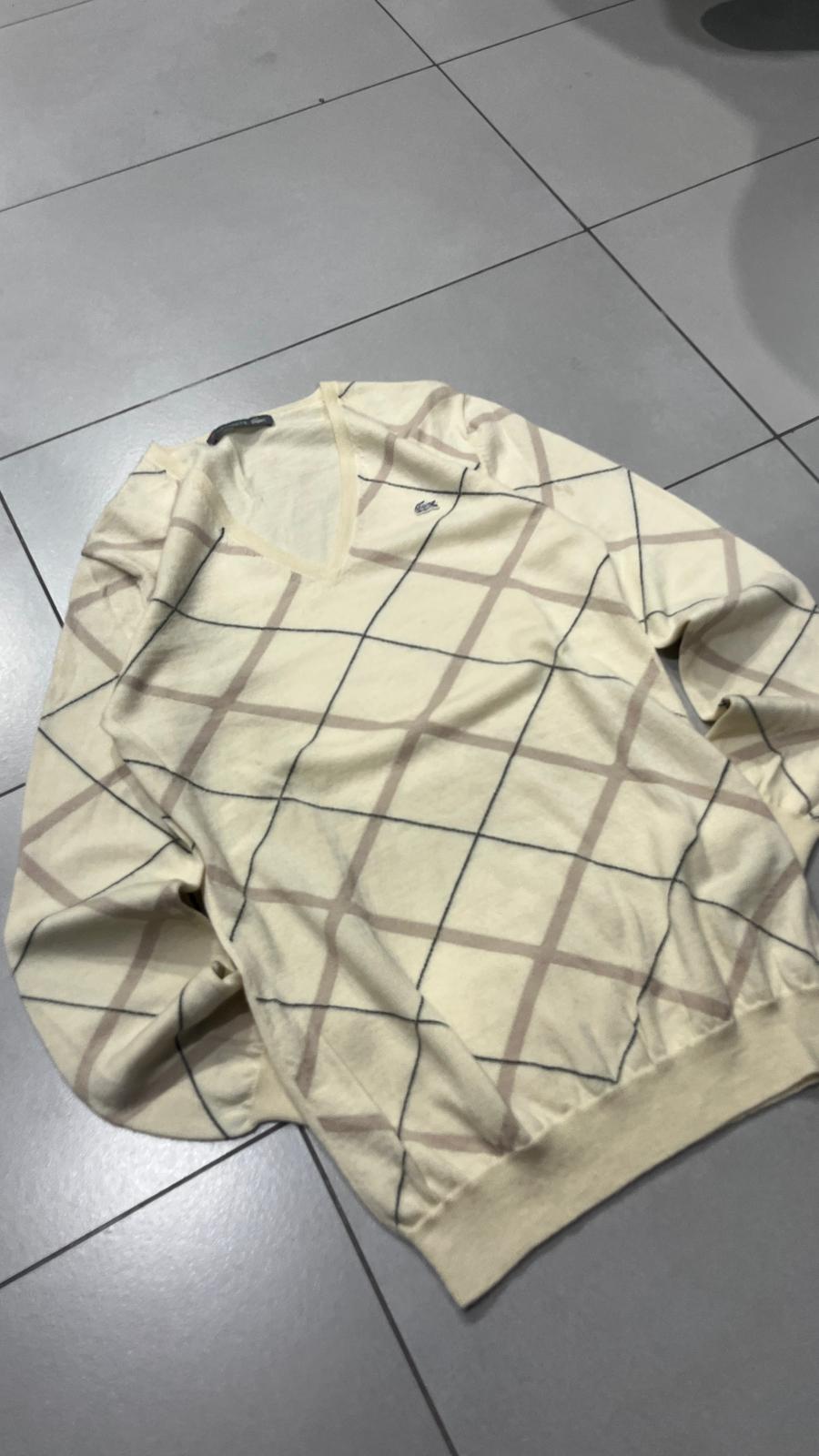 Maglione Lacoste A Quadri Scollo a V (M)