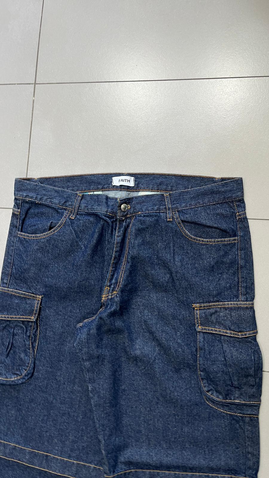 Denim Cargo Baggy Fit Embroidered Patch Dragon (XXL)