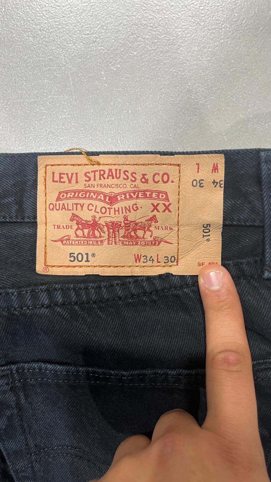 Denim Levis 501 Black Straight Fit (L) W34 L30