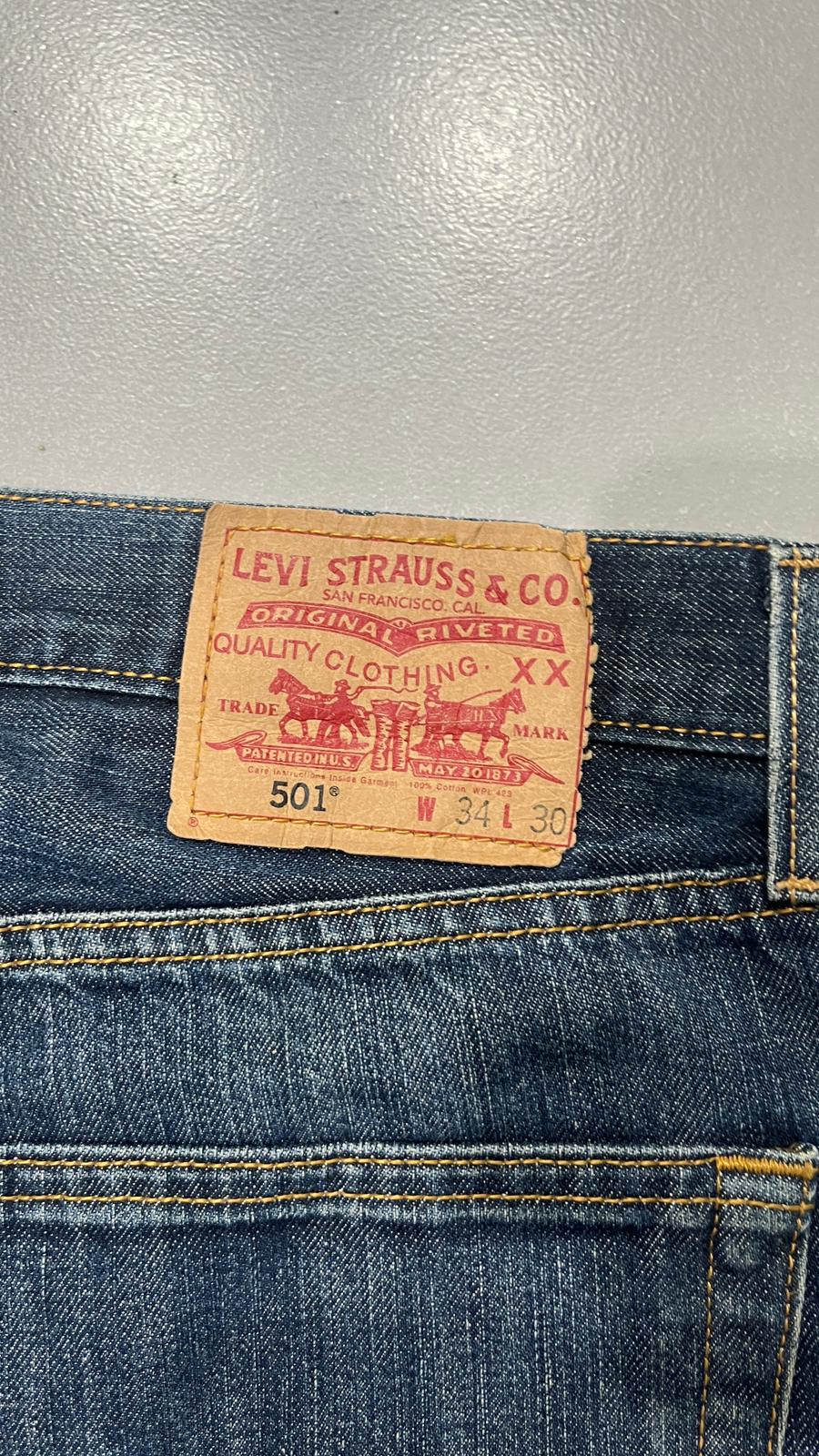 Denim Levis 501 W34 L30 Washed Baggy Fit (L)