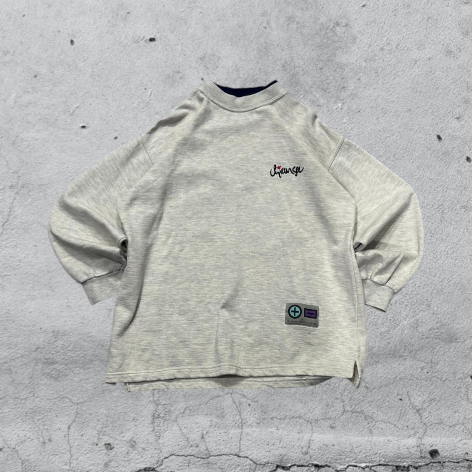 Felpa GIrocollo Vintage Ricamata Grigia (M)