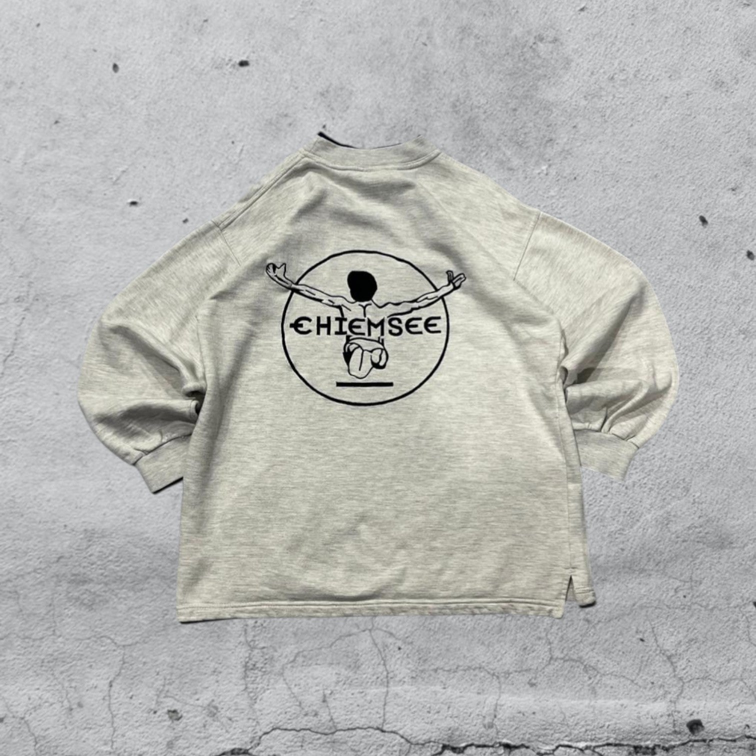 Felpa GIrocollo Vintage Ricamata Grigia (M)