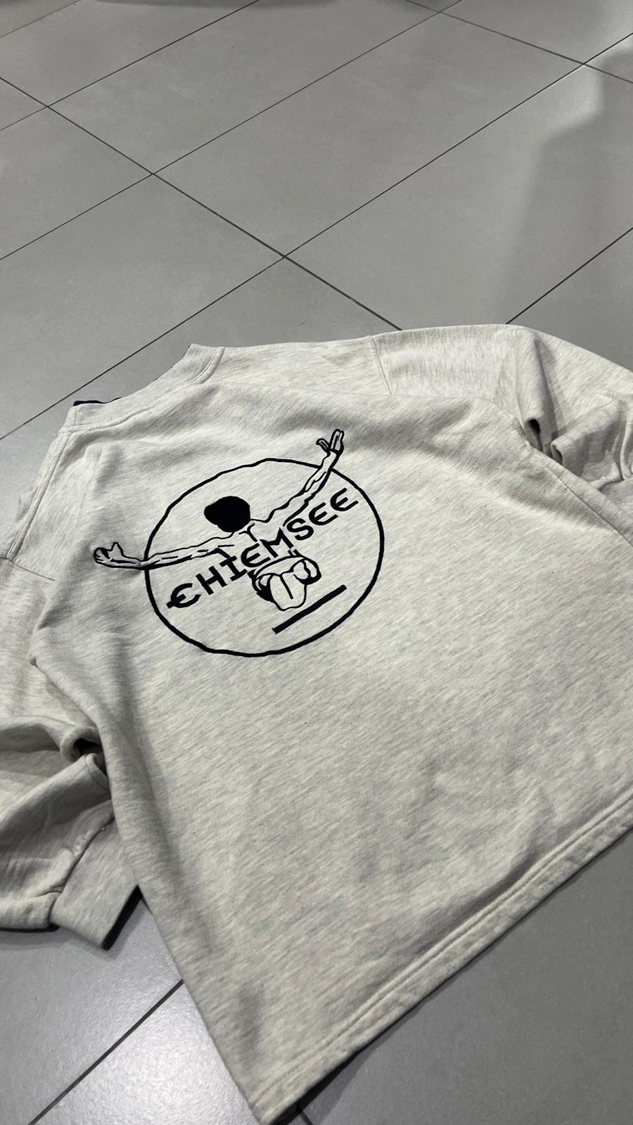 Felpa GIrocollo Vintage Ricamata Grigia (M)