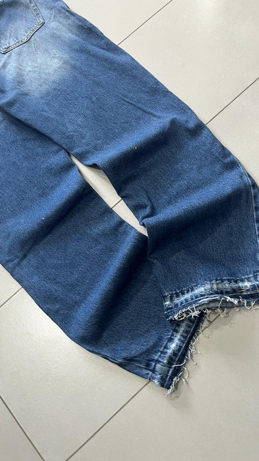 Denim Flare Baggy Fit Blue Wash Sfrangiato (L)