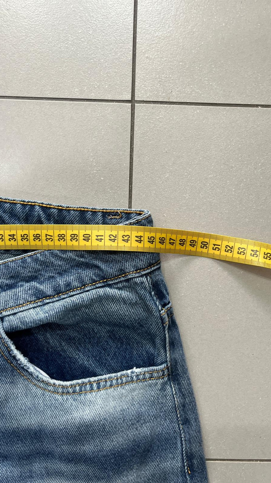 Denim Flare Baggy Fit Blue Wash Sfrangiato (L)