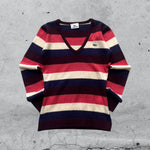 Maglioncino a righe scollo a V Lacoste Vintage Y2K 90s 00s American Style Hip-Hop (XS)