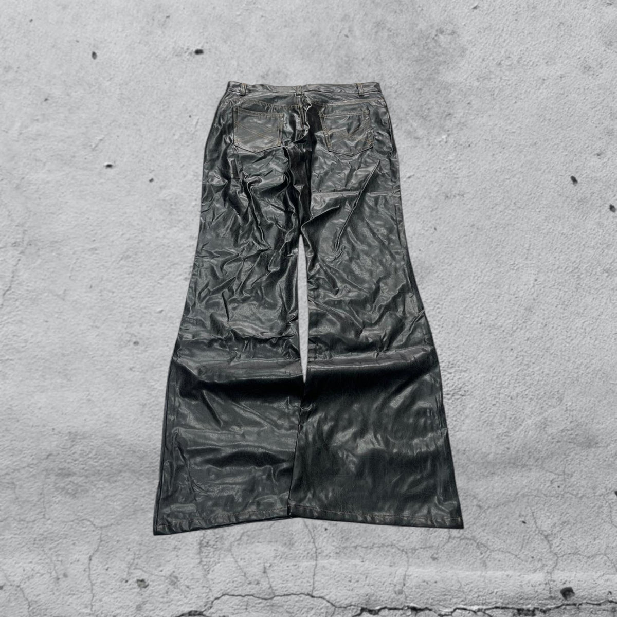 Denim Leather Jeans Bootcut Baggy Fit Vintage Y2K 90s 00s American Style Hip-Hop (S)