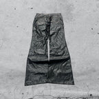 Denim Leather Jeans Bootcut Baggy Fit  (S)