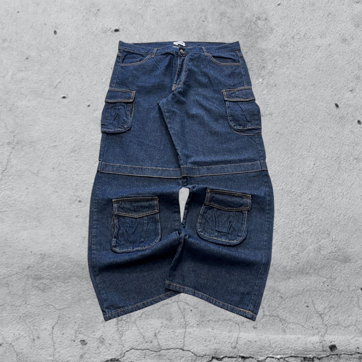 Denim Cargo Baggy Fit Embroidered Patch Dragon (XXL)