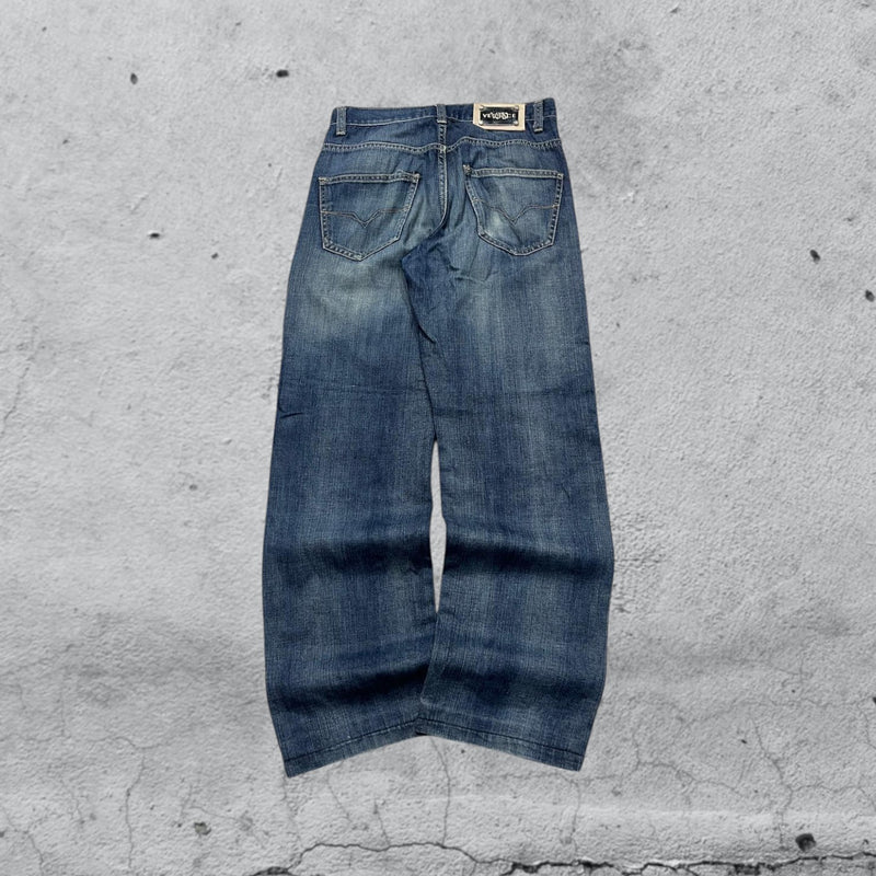 Denim Jeans Versace Washed Straight Fit Vintage Y2K 90s 00s American Style Hip-Hop (S)
