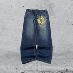 Denim Embroidered Jeans Baggy Fit  (XXL)