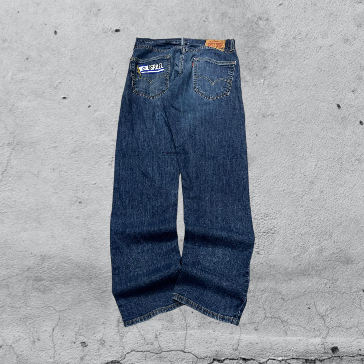 Denim Levis 505 Baggy Fit Custom "Israel" Vintage Y2K 90s 00s American Style Hip-Hop (M)