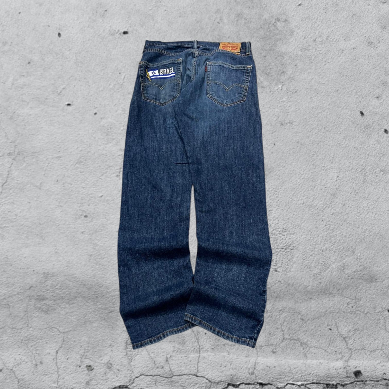 Denim Levis 505 Baggy Fit Custom "Israel" Vintage Y2K 90s 00s American Style Hip-Hop (M)