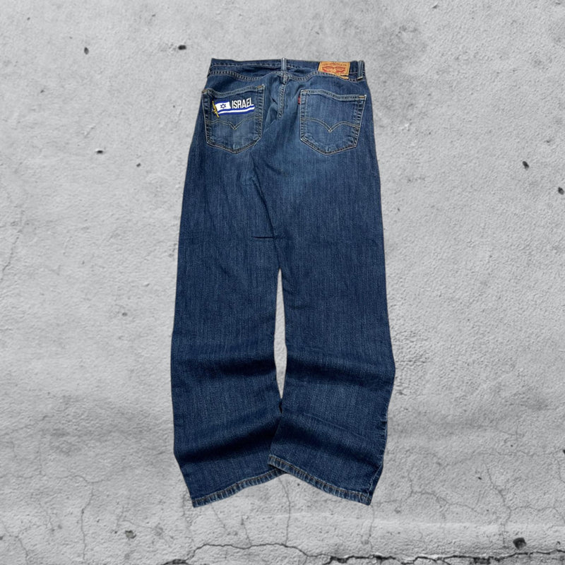 Denim Levis 505 Baggy Fit Custom "Israel" Vintage Y2K 90s 00s American Style Hip-Hop (M)