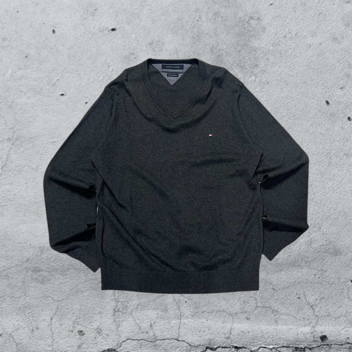 Maglione Tommy Hilfiger Sweater Scollo a V Vintage Y2K 90s 00s American Style Hip-Hop (L)