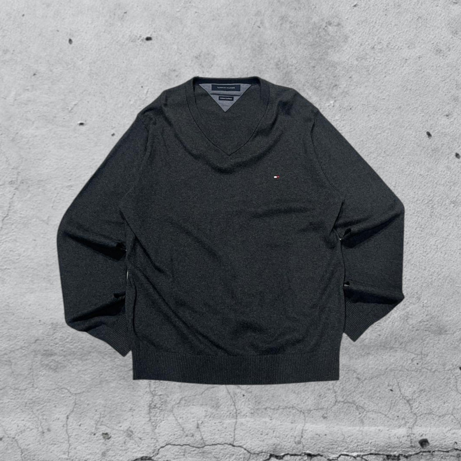 Maglione Tommy Hilfiger Sweater Scollo a V Vintage Y2K 90s 00s American Style Hip-Hop (L)