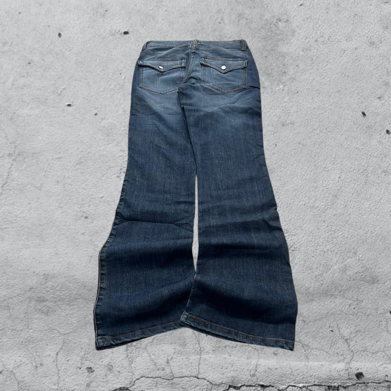 Denim Jeans Bootcut Washed Baggy Fit Vintage Y2K 90s 00s American Style Hip-Hop (S)