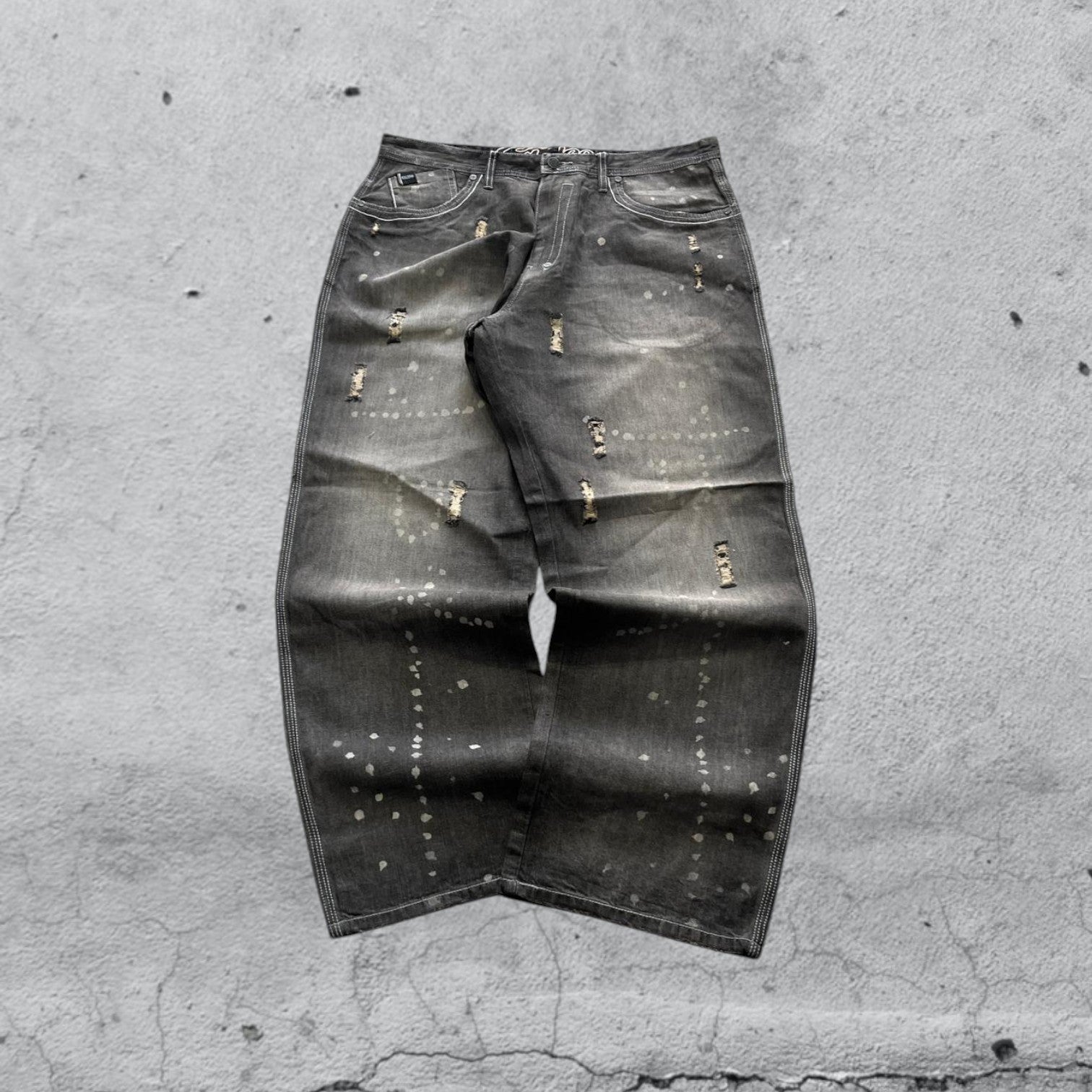 Denim Jeans Enyce Black Painted Baggy Fit (XL)