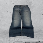 Denim Jeans Washed Embroidered Baggy Fit Vintage Y2K 90s 00s American Style Hip-Hop (XXS)