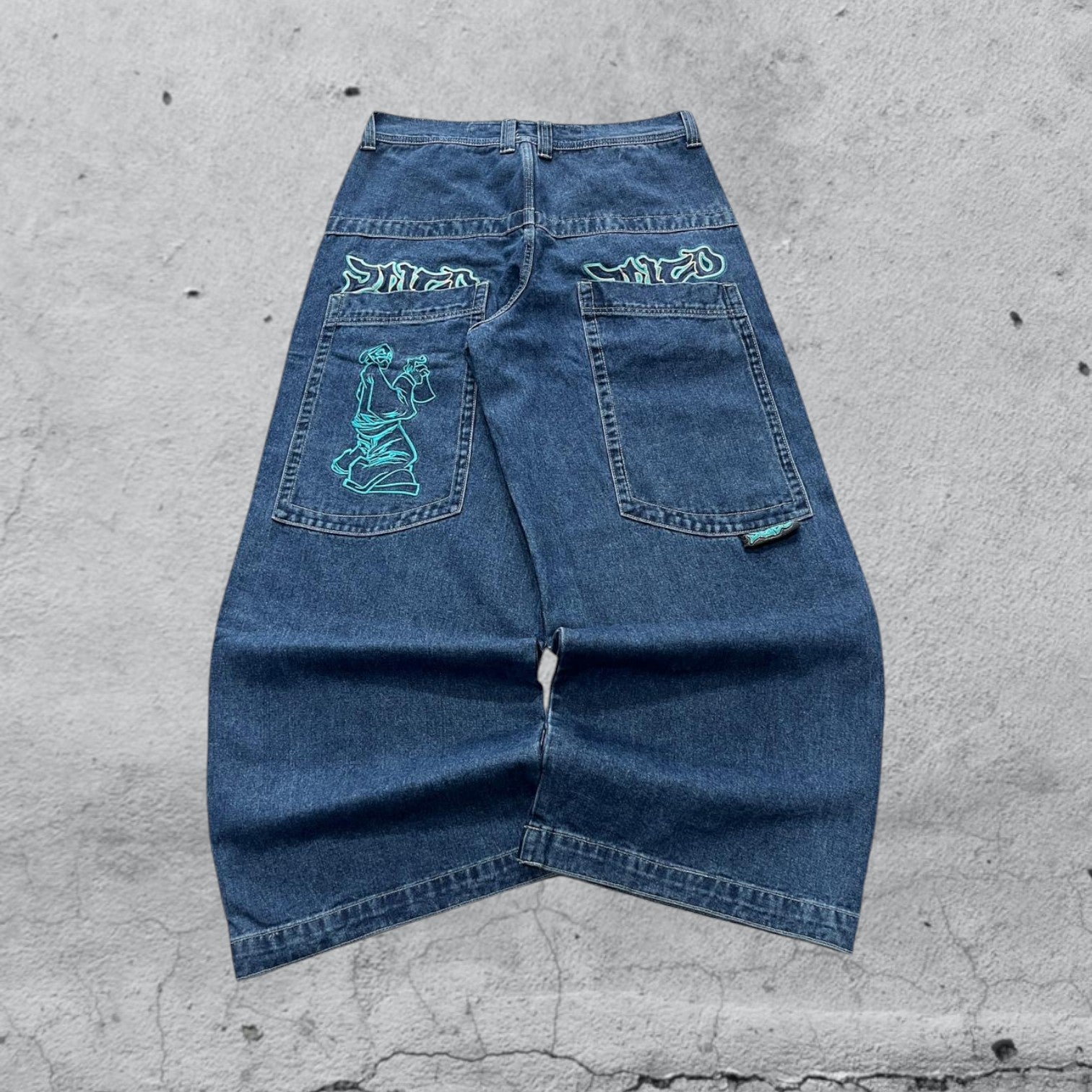 Denim JNCO Jeans Original Super Baggy Fit Embroidered American Hip-Hop (M)