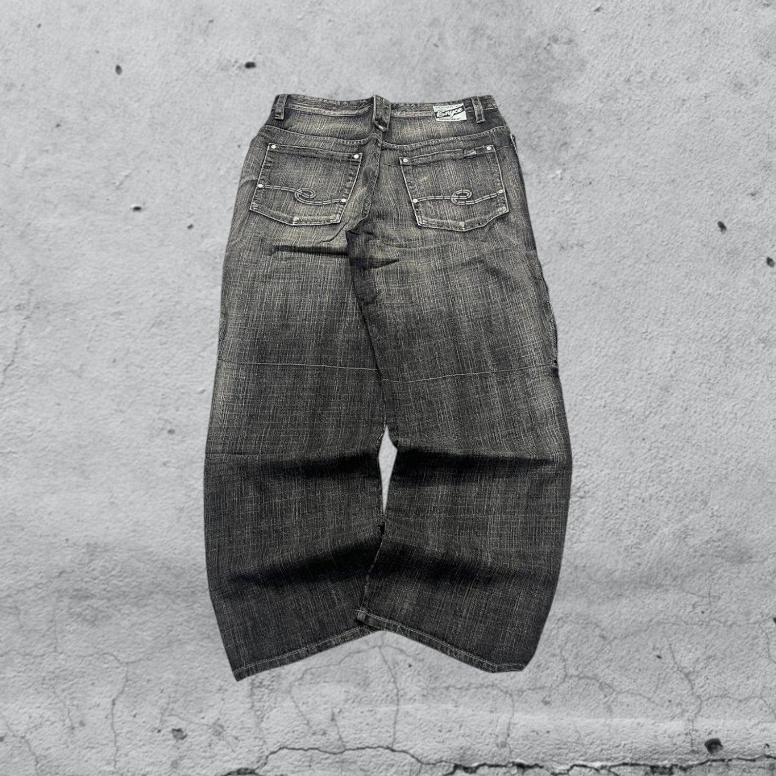 Denim Jeans Enyce Grey Wash Baggy Fit Zip (XL)