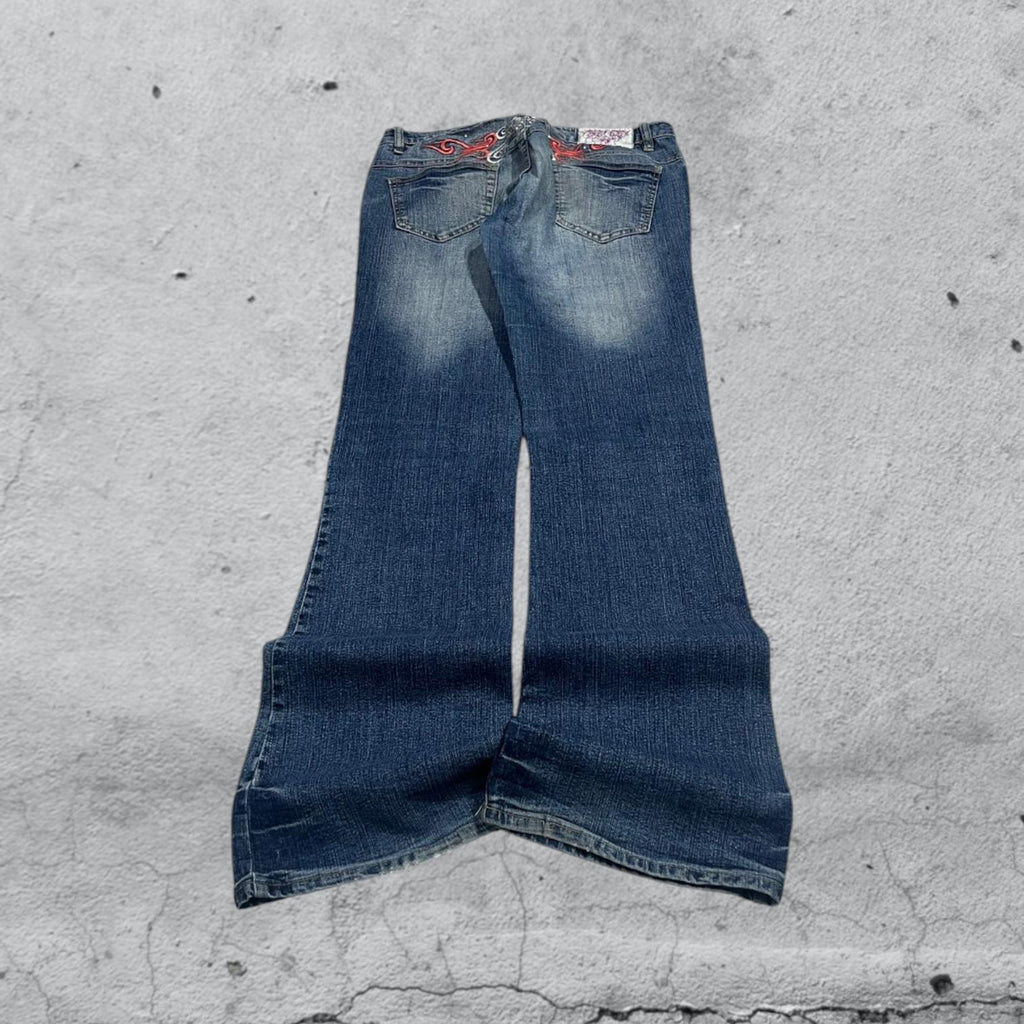 Denim Jeans Embroidered Washed  (S)