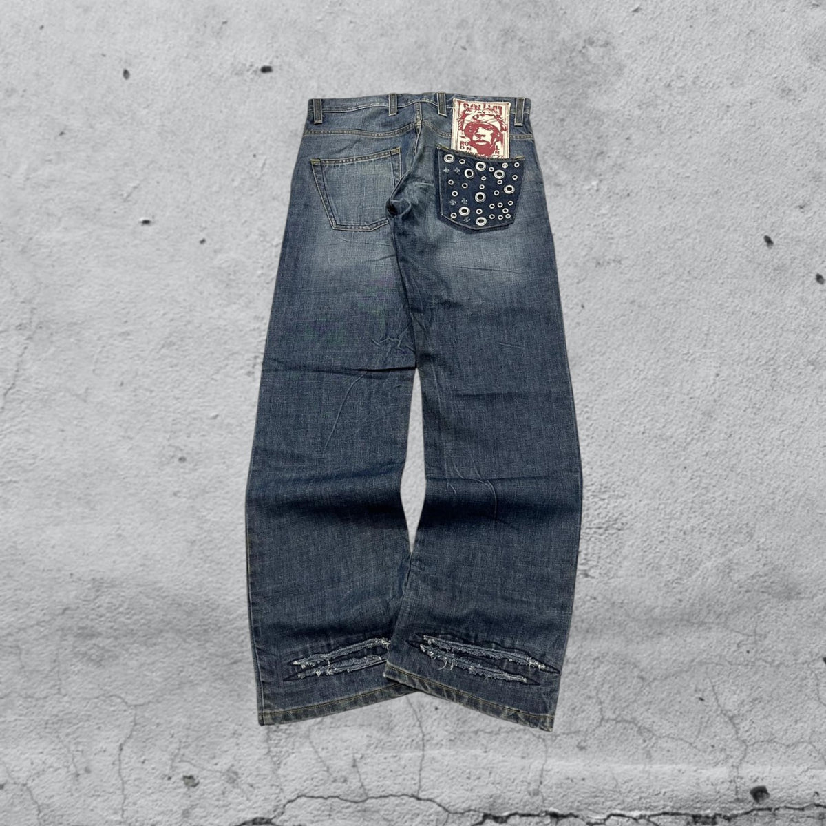 Denim Jeans Embroidered Particular Vintage Y2K 90s 00s American Style Hip-Hop (M)