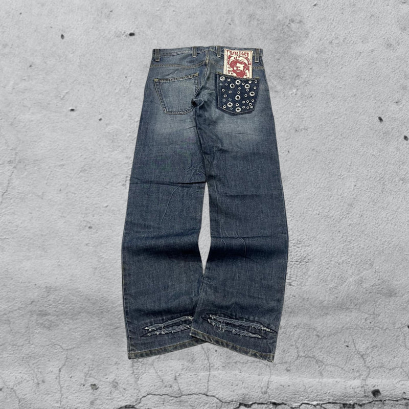Denim Jeans Embroidered Particular Vintage Y2K 90s 00s American Style Hip-Hop (M)