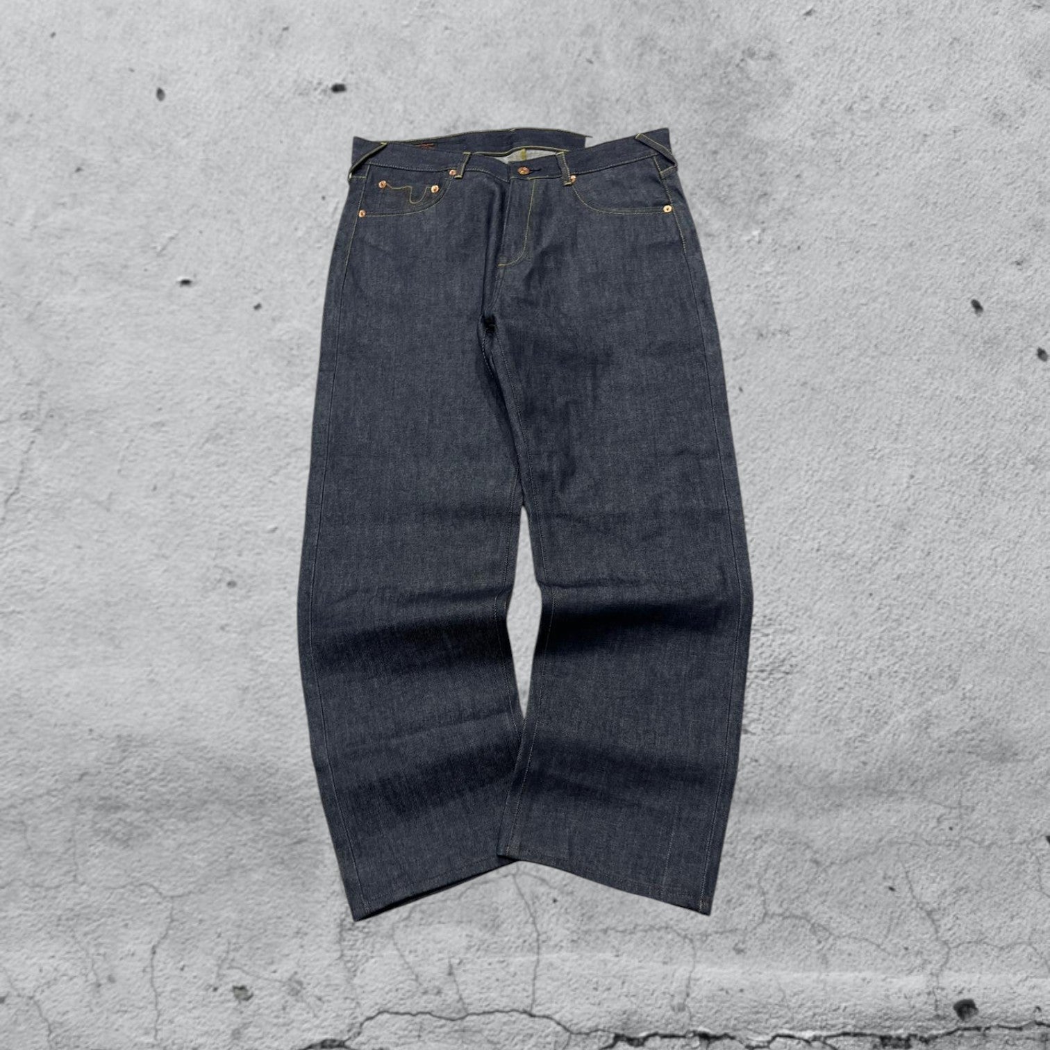 Raw Denim Jeans Evisu Cimosato Selvedge Made In Japan Straight Fit (L)