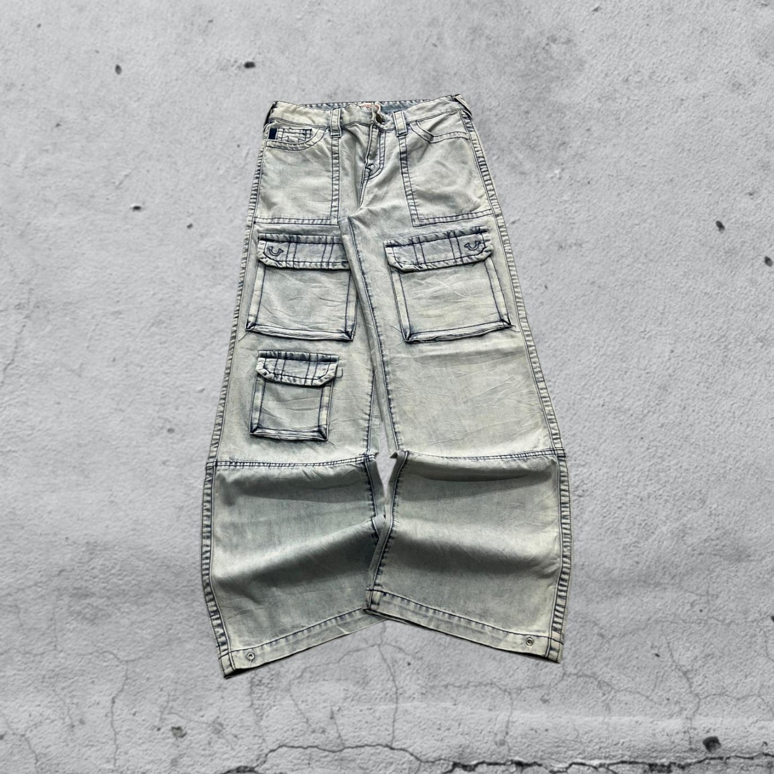 Denim Cargo Jeans True Religion Baggy Fit Light Blue (S)