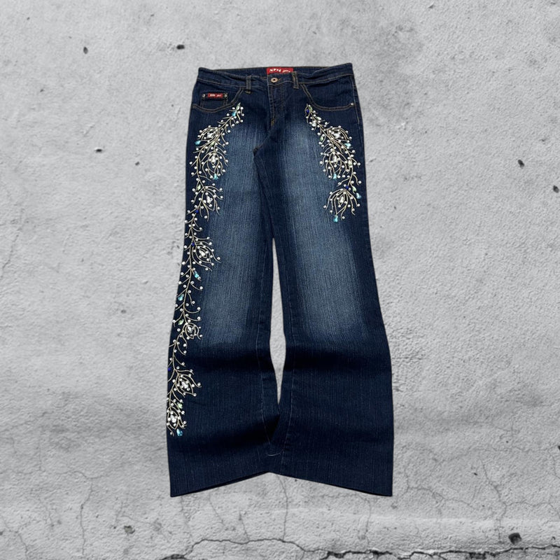Denim Strass Embroidered XFN Baggy Vintage Y2K 90s 00s American Style Hip-Hop (M)