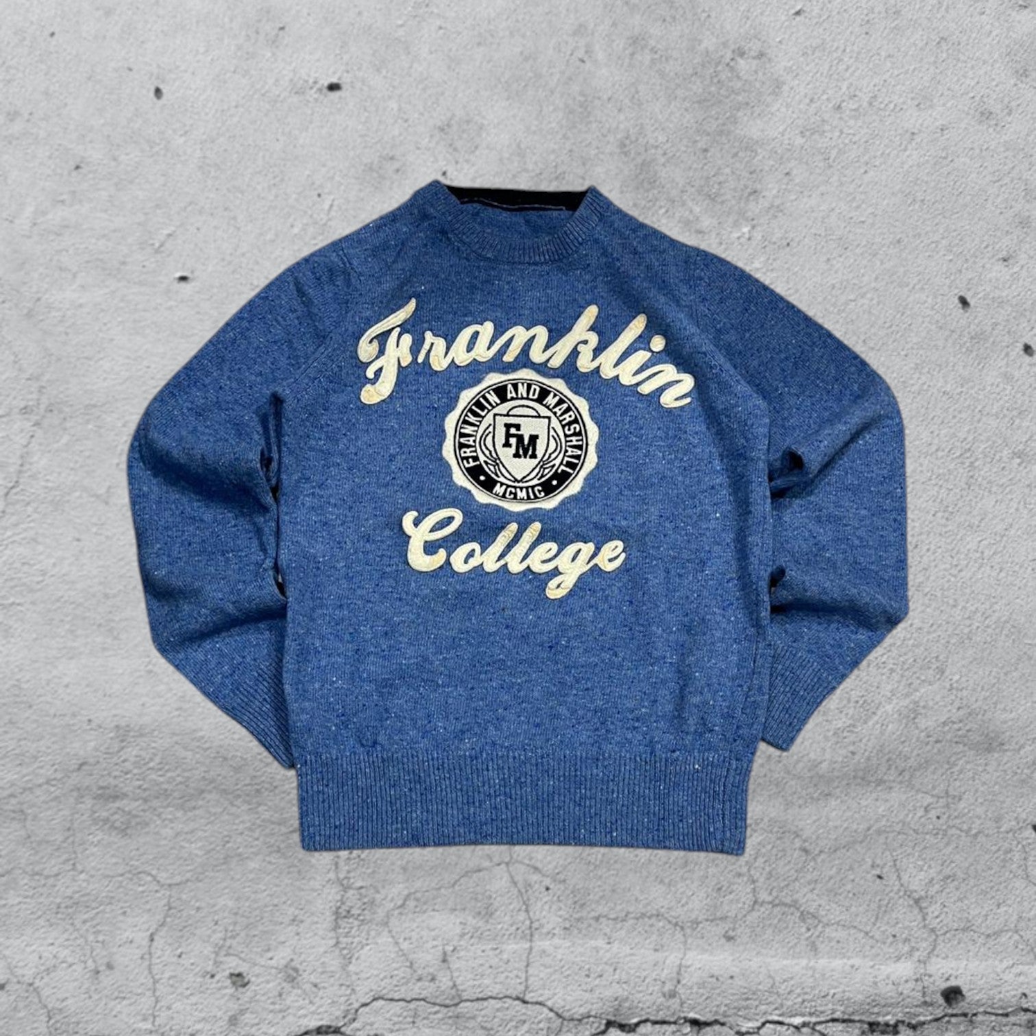 Sweater Maglioncino Franklin College Embroidered Vintage Y2K 90s 00s American Style Hip-Hop (S)