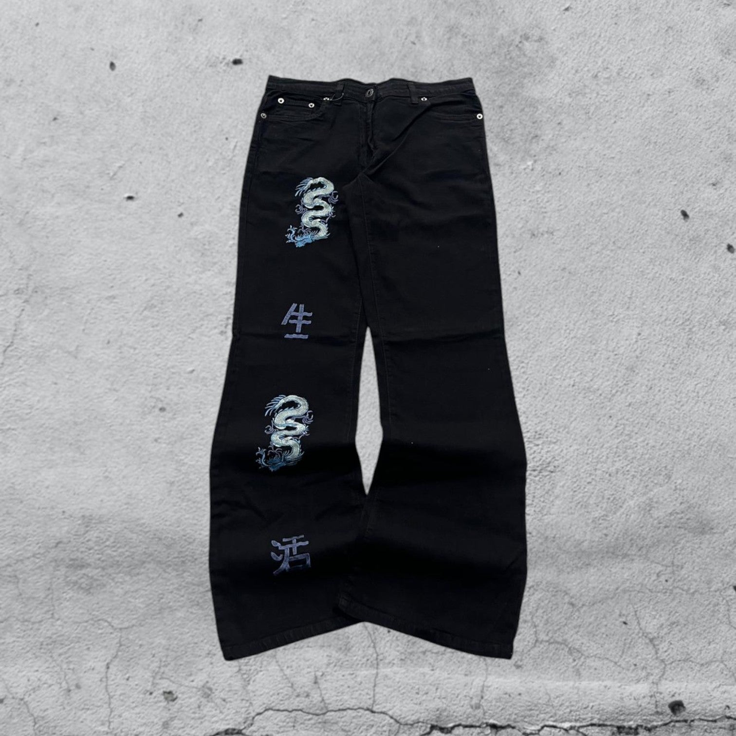 Denim Japanese Style Printed Dragon (S)