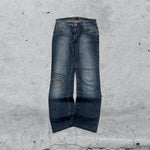 Denim Jeans Embroidered Straight Fit Vintage Y2K 90s 00s American Style Hip-Hop (M)