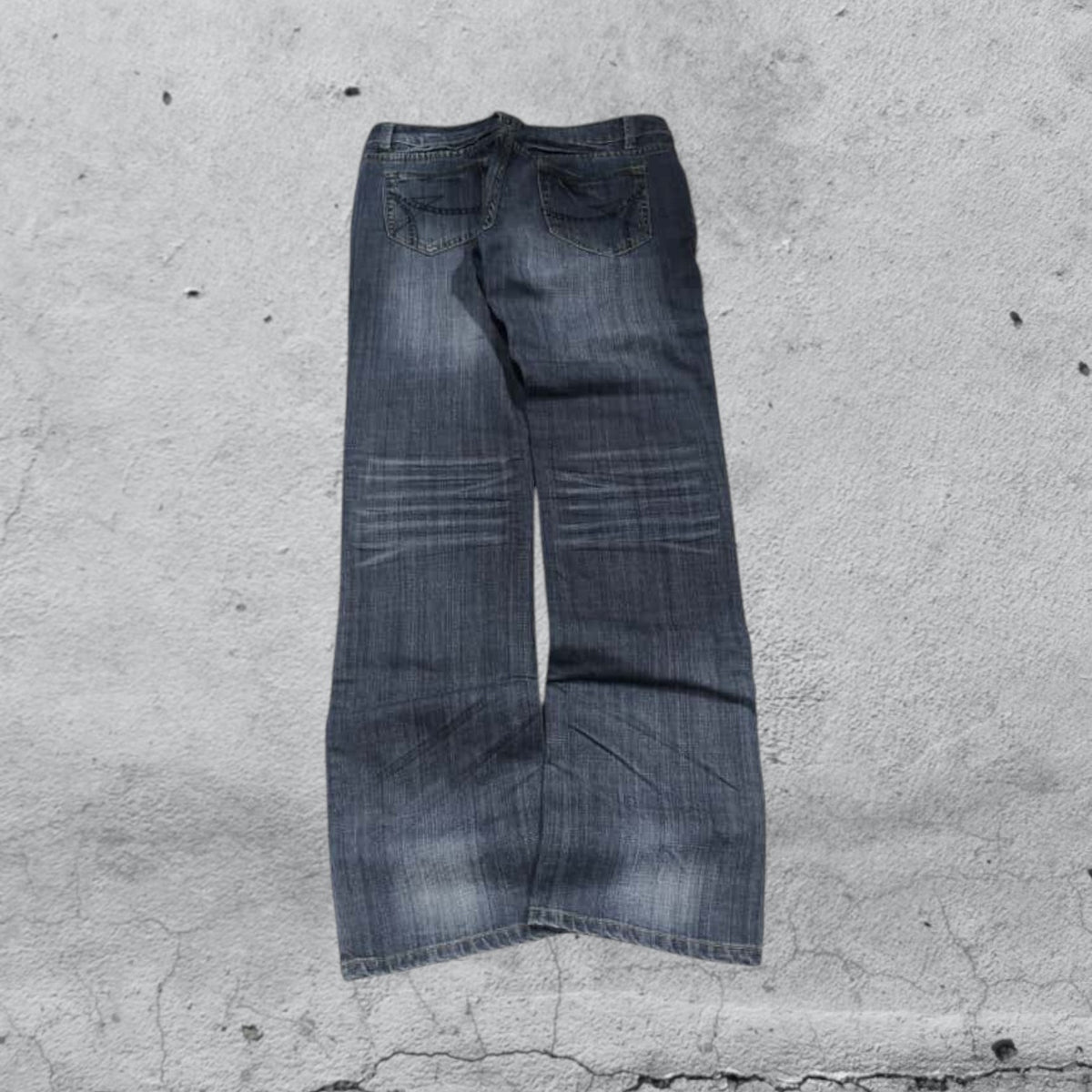 Denim Jeans Washed Straight Fit Vintage Y2K 90s 00s American Style Hip-Hop (S)