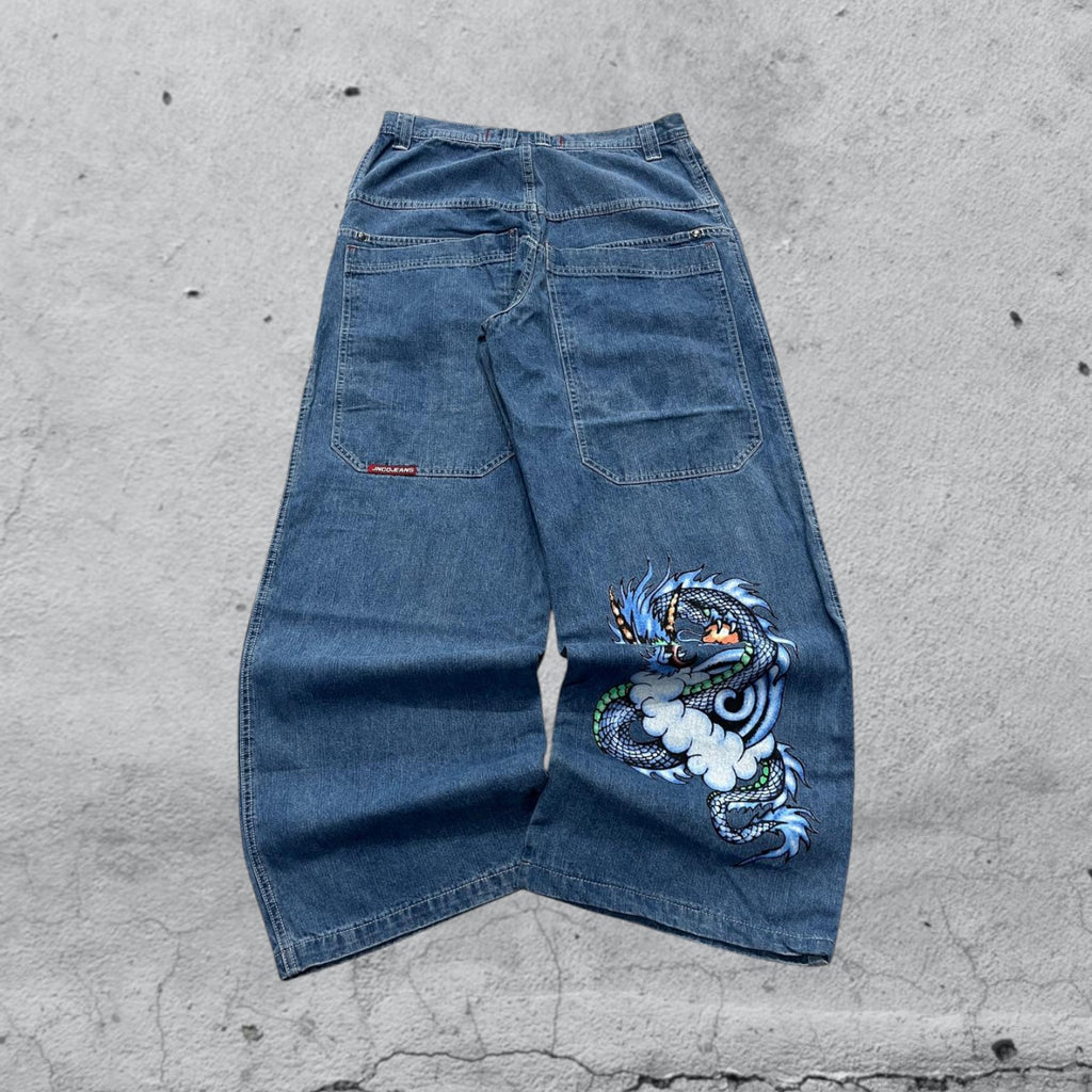 Denim JNCO Jeans Original Super Baggy Fit Embroidered American Hip-Hop (M)