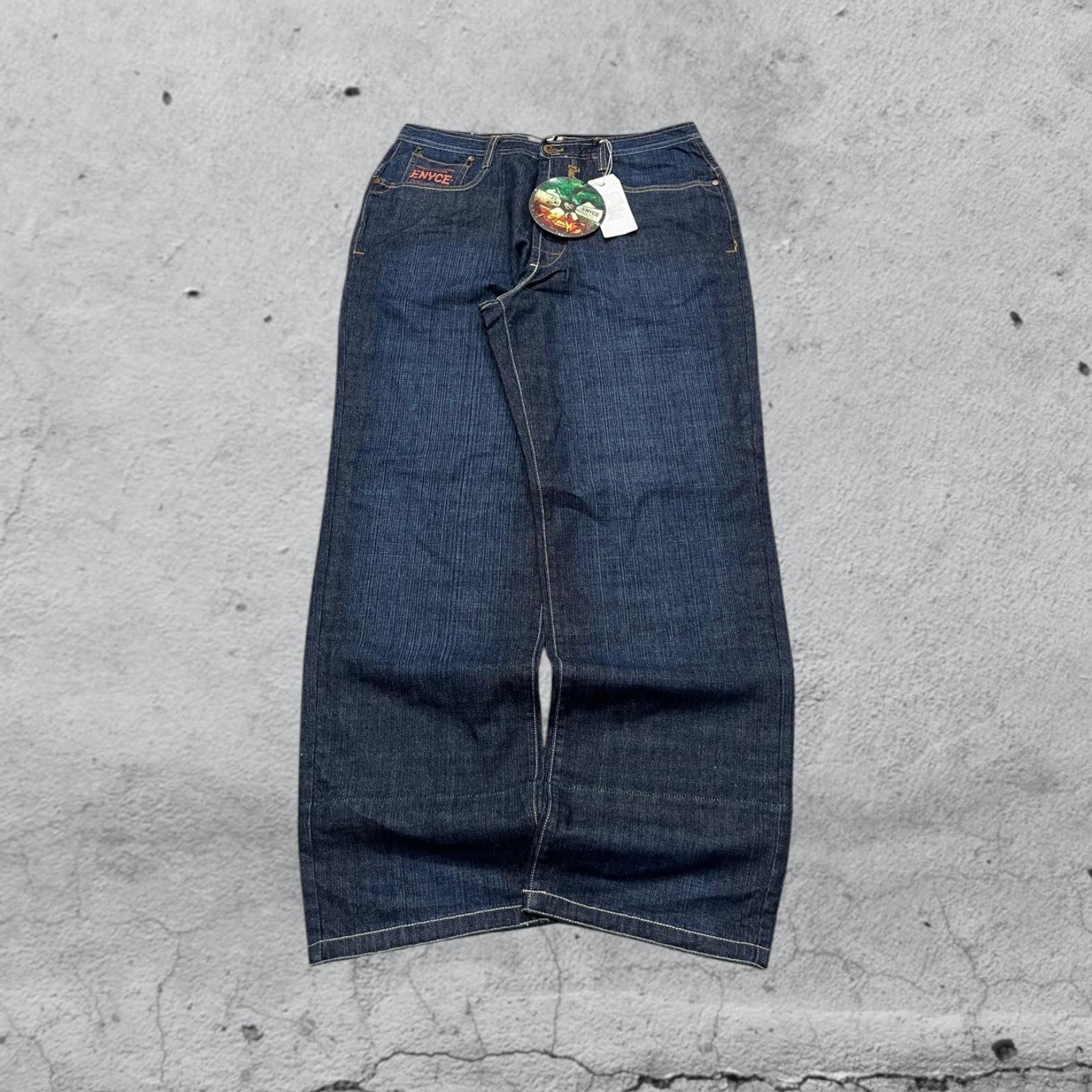 Denim Jeans Blu Wash Baggy Fit Vintage Y2K 90s 00s American Style Hip-Hop (XL)