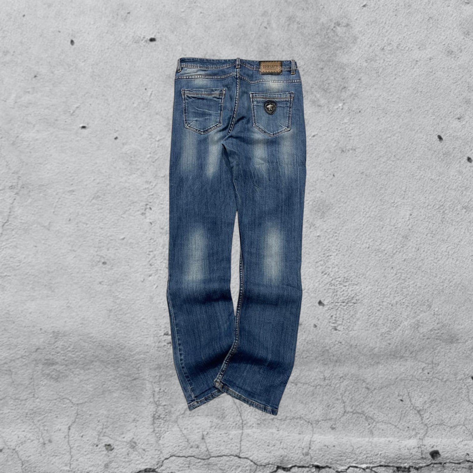 Denim Jeans Versace Straight Fit Washed Vintage Y2K 90s 00s American Style Hip-Hop (M)