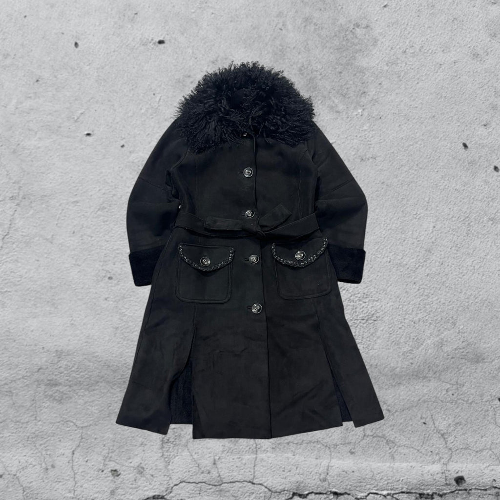 Cappotto Lungo con Pelliccia Pelle Scamosciata (M)