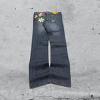 Denim Jeans Washed Embroidered Straight Fit  (S)