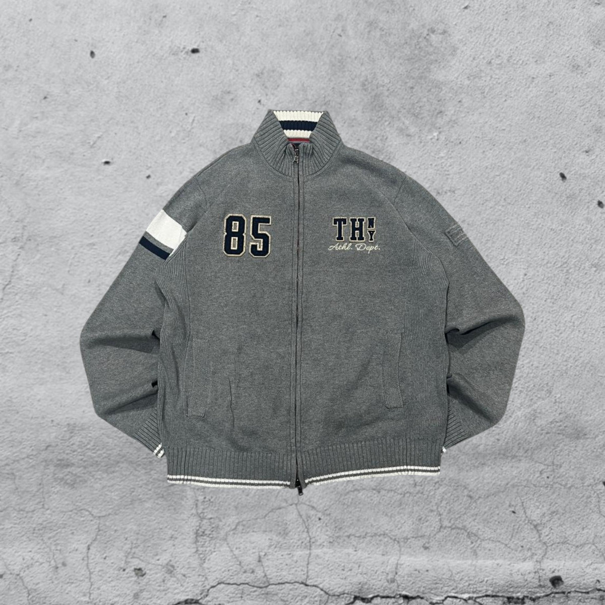 Maglione Tommy Hilfiger Zip Sweater Embroidered Vintage Y2K 90s 00s American Style Hip-Hop (M)