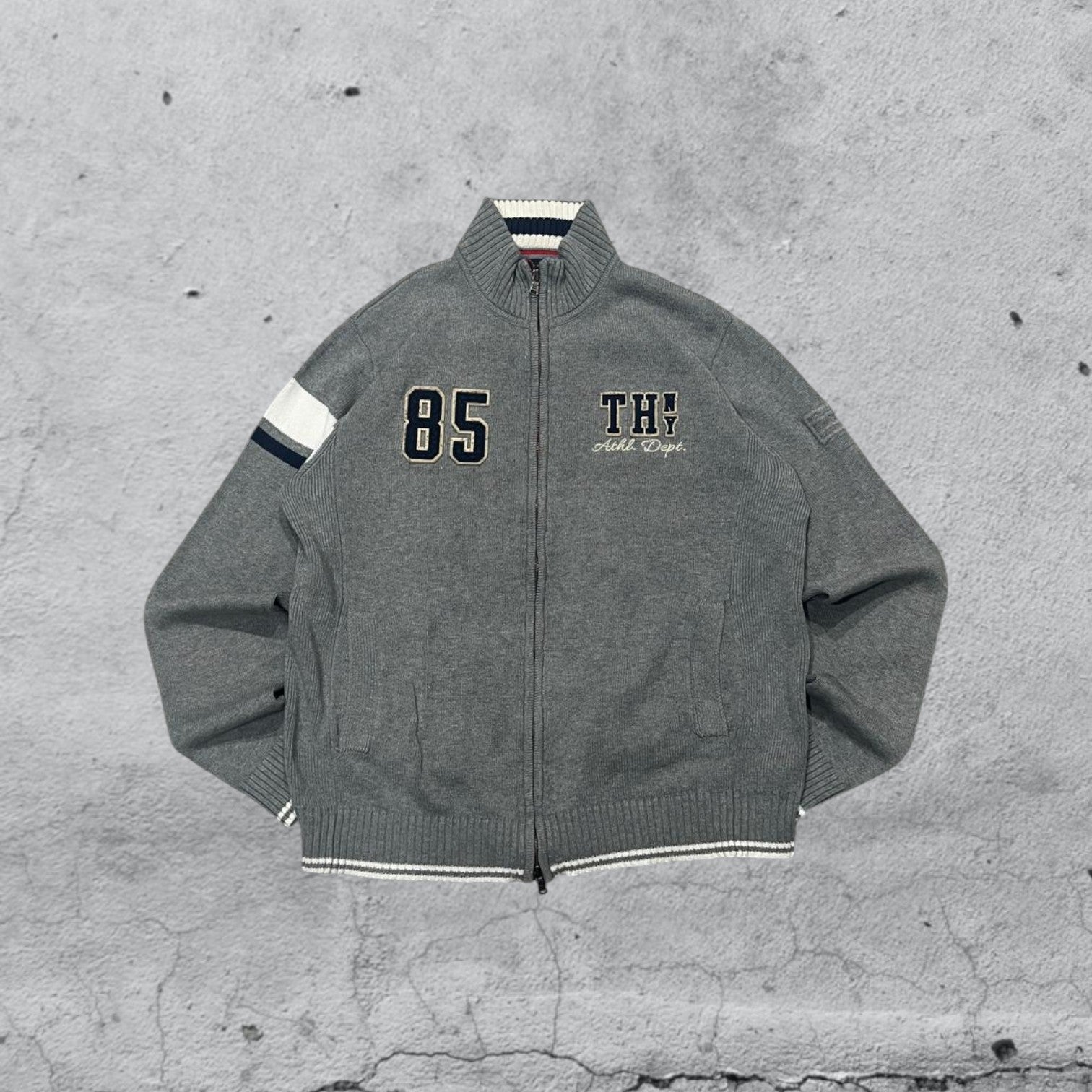 Maglione Tommy Hilfiger Zip Sweater Embroidered Vintage Y2K 90s 00s American Style Hip-Hop (M)