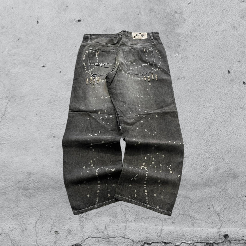 Denim Jeans Enyce Black Painted Baggy Fit (XL)
